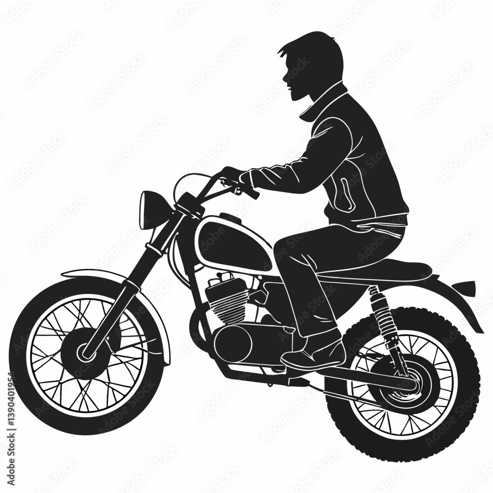 Naklejka premium man on motorcycle silhouette vector