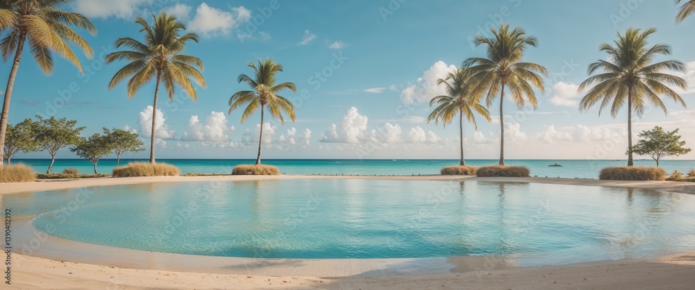 Tropical resort with palm trees and pool. Tropical resort with palm trees and pool.