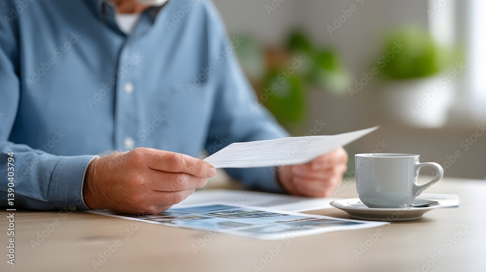 Thoughtful Reflection: A senior individual, immersed in quiet contemplation, pores over delicate documents. Adjacent. Thoughtful Reflection: A senior individual, immersed in quiet contemplation, pores over delicate documents. Adjacent.