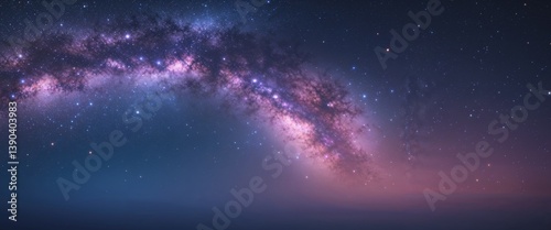 Night Sky Filled with Bright Stars and the Milky Way for a Stunning Cosmic View. photo