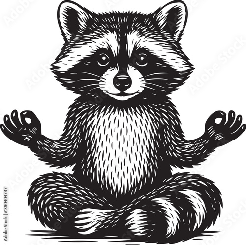 meditating raccoon