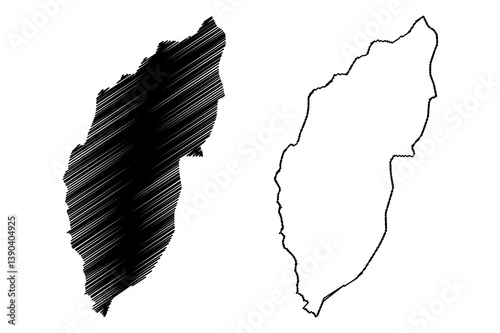 Lemba District (Democratic Republic of Sao Tome and Principe, Saint Thomas and Prince) map vector illustration, scribble sketch Lemba map
