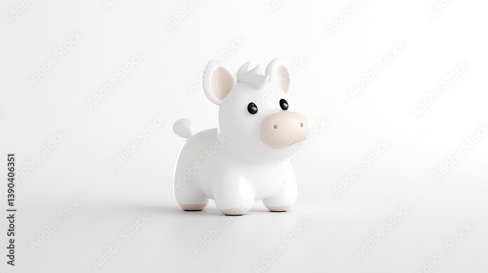 White Calf Figurine Minimalist Style, Clean Render, Three-Quarter View, Smooth Texture, Standing Pose, White Background, Soft Neutral Mood, Perfect for childrens products White Calf Figurine Minimalist Style, Clean Render, Three-Quarter View, Smooth Texture, Standing Pose, White Background, Soft Neutral Mood, Perfect for childrens products