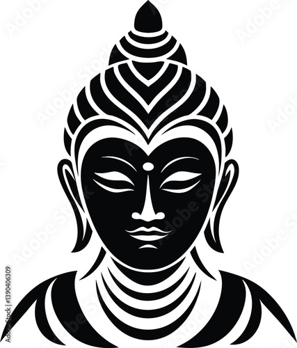 Buddha Face Silhouette, Serene Expression, Spiritual Icon, Contemplative Pose, Transparent