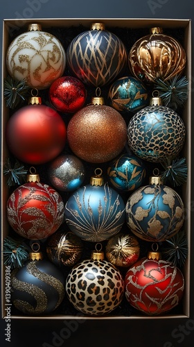 Modern Christmas Ornaments Elegant Tray Patterned Baubles photo