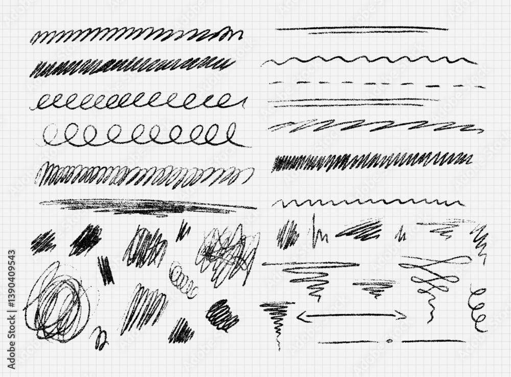 custom made wallpaper toronto digitalSet of black various brush strokes. Dirty wavy lines, underlines, doodles, handwriting, spots, random scribbles drawn with ink pen or pencil. Vector illustration isolated on white background.