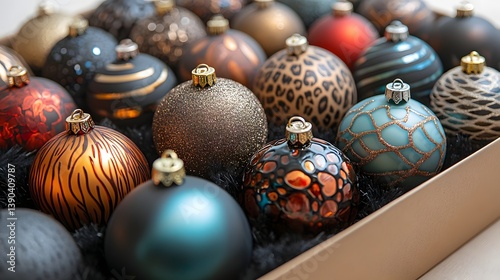 Trendy Christmas Baubles Patterned Ornaments Holiday Style photo