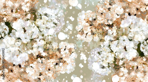 Delicate floral pattern, light beige background, abstract design, digital art photo
