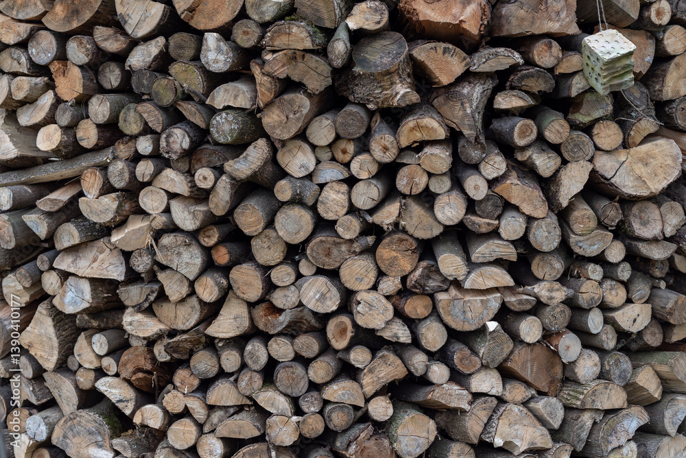 Stack of Firewood Logs for Burning in Rustic Outdoor Storage Area Stack of Firewood Logs for Burning in Rustic Outdoor Storage Area