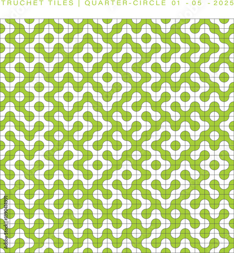 Truchet Tile Quarter-Circle Pattern - Green Geometric Design