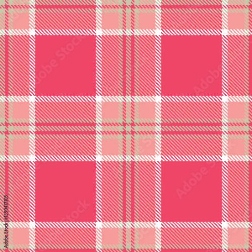 Cool putty Seamless Tartan with Autumn watermelon accents Fabric Design