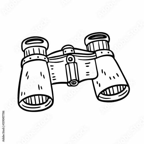 Vintage Binoculars Line Art Illustration for Adventure Enthusiasts