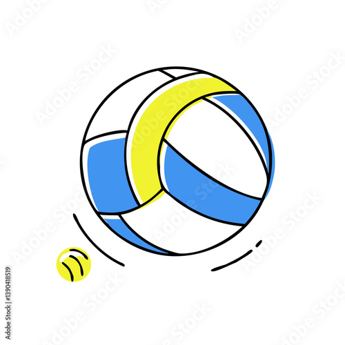 Volleyball and Tennis Balls in Abstract Style with Bright Colors  