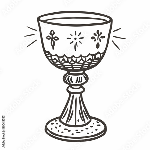 Ornate Vintage Chalice Illustration with Intricate s for Religious and Historical Themes