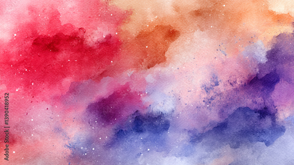 Obraz premium An abstract watercolor painting featuring a vibrant mix of red orange purple and blue hues and textures