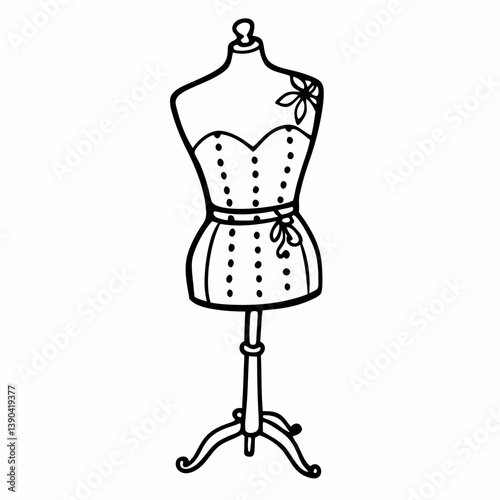 Elegant Tailor's Mannequin with Floral Accents  Illustration