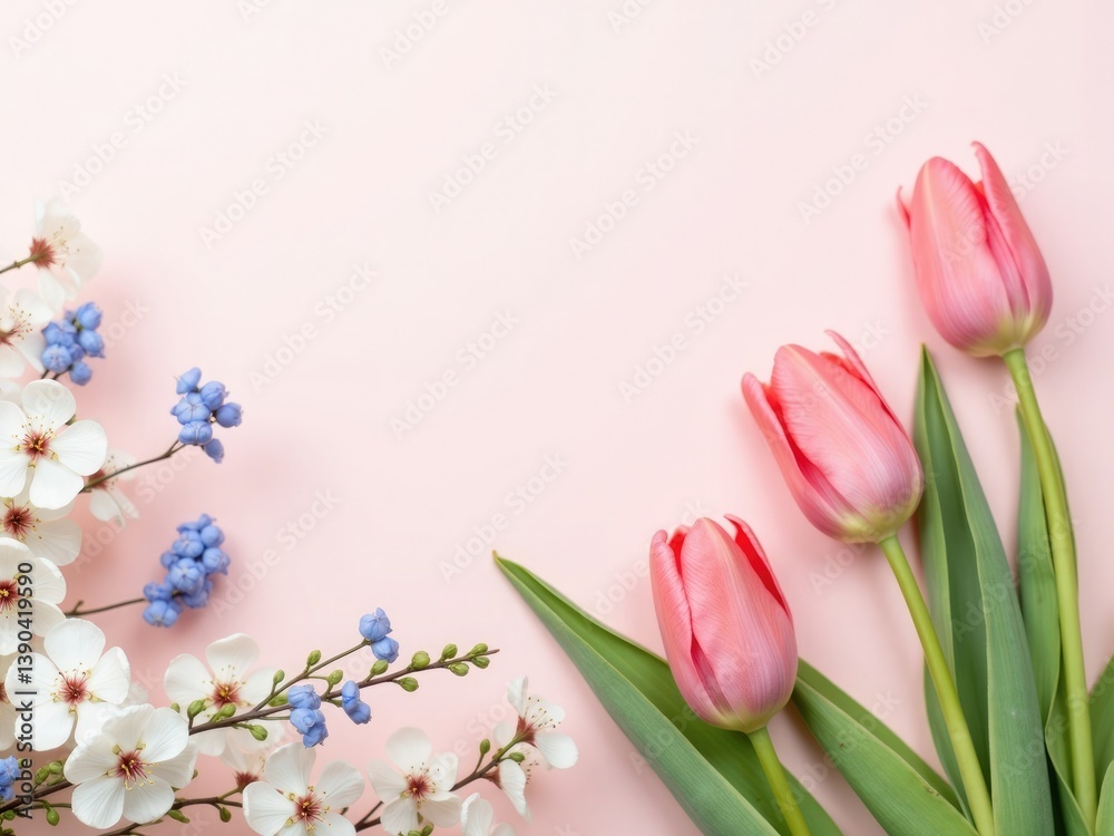 Fototapeta premium A spring bouquet of pink tulips, a floral gift of love and beauty