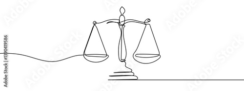 Continuous line, business illustration, scale line art vector illustration editable stroke.