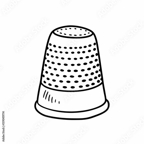 Hand Drawn Vintage Thimble Illustration for Sewing and Craft Design