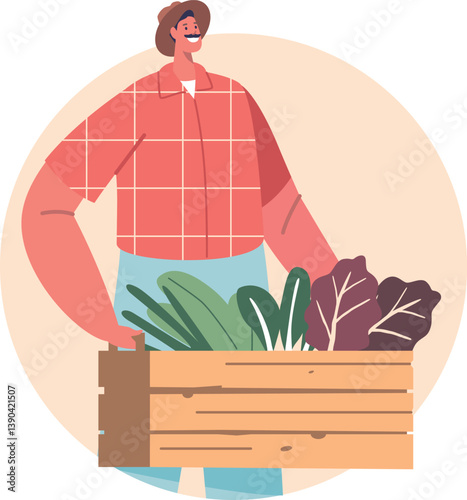 Farmer carrying cultivated plants vector illustration