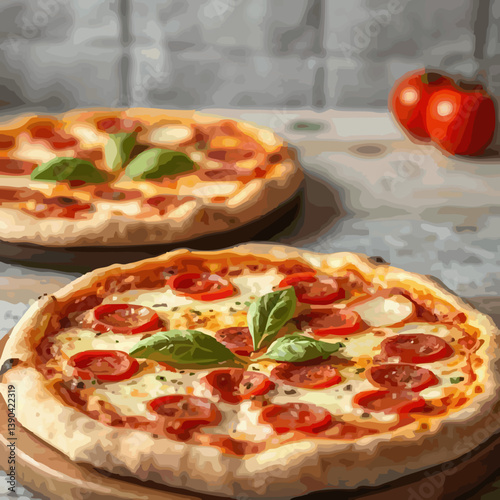 illustration of italian pizzas