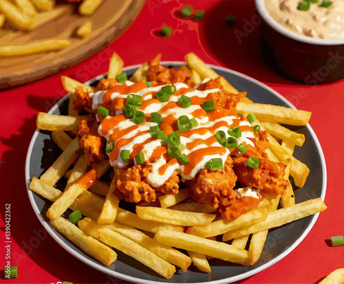 oaded Buffalo Chicken Fries with Creamy Sauce & Scallions