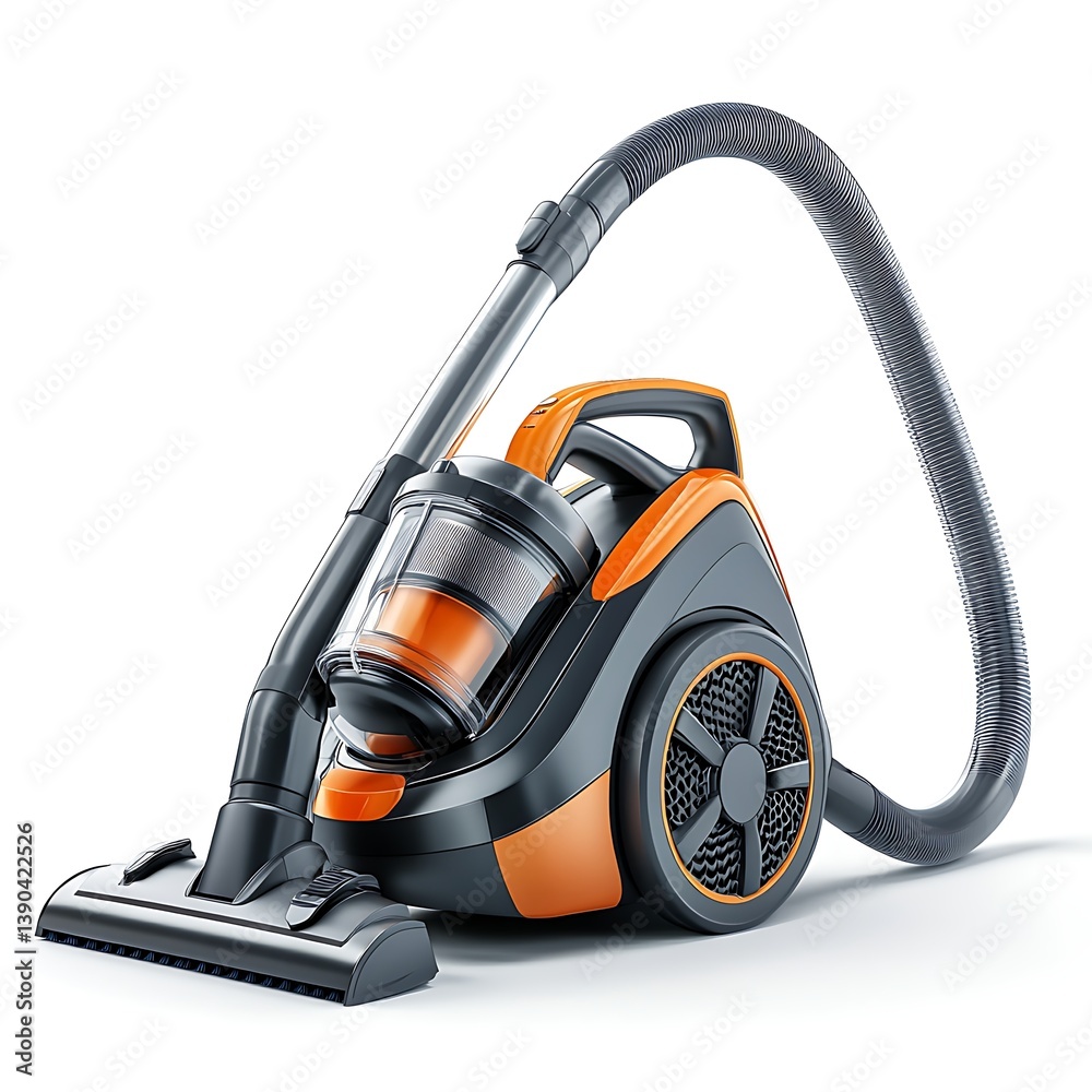 Fototapeta premium Innovative Vacuum Cleaner: a close-up, high-angle shot of a cutting-edge vacuum cleaner, showcasing its modern design and functionality.