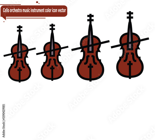 Cello orchestra music instrument color icon vector