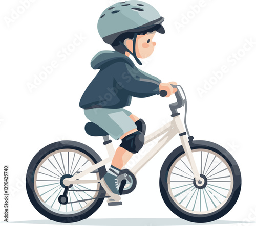 editable vector illustration boy riding bike
