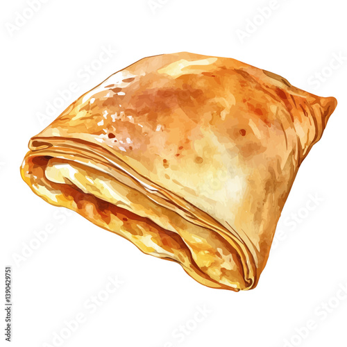 A watercolor painting of a Banitsa, isolated on a white background. Banitsa vector

