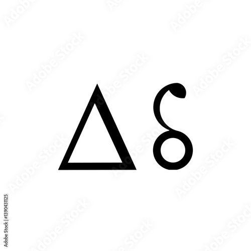 Delta symbols in uppercase (Δ) and lowercase (δ). Commonly used for change and small variation. Ideal for science, math, and data visualization icons.
