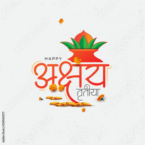 Happy Akshaya Tritiya Festival Hindi Greeting Background Design Template Vector Illustration