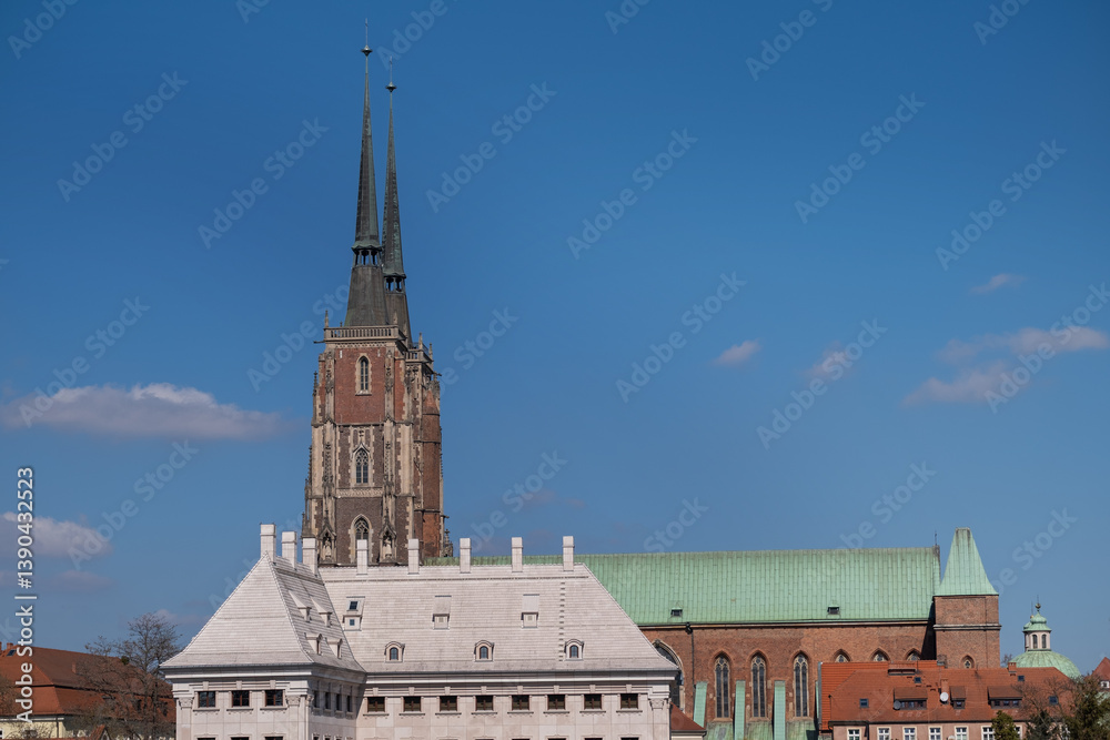 Fototapeta premium Cathedral of St. John the Baptist in Wroclaw cityscape