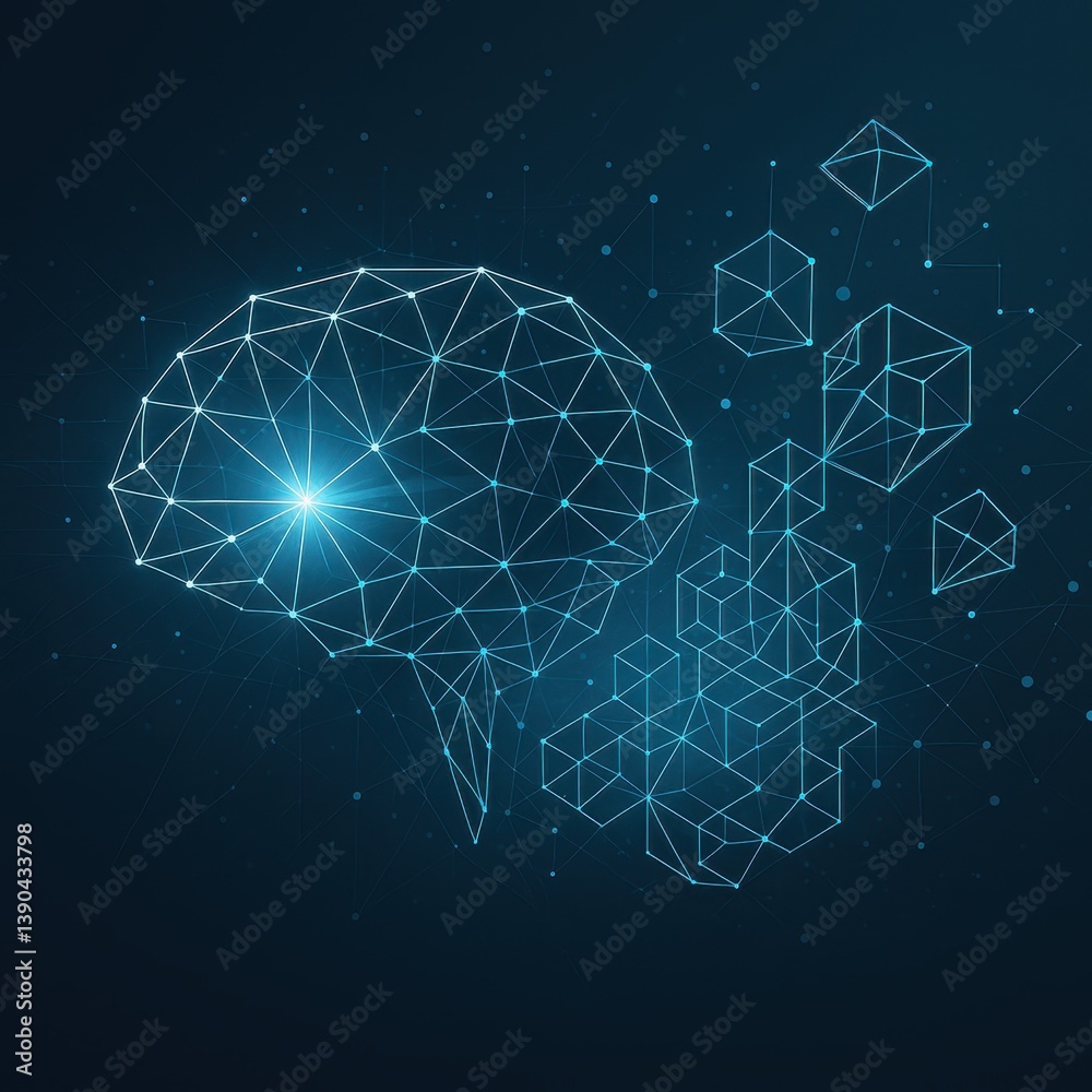 Abstract visualizations of artificial intelligence and digital data flow