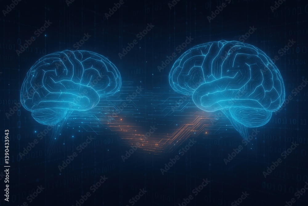 Abstract visualizations of artificial intelligence and digital data flow