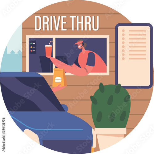 Drive thru distance service vector illustration