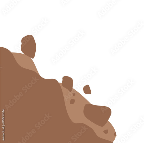 Landslide illustration. Cartoon natural disaster.