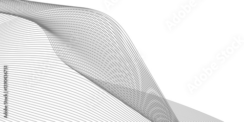 Abstract Curved Black and White Line Wave Background