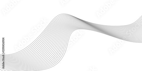 Abstract Curved Black and White Line Wave Background