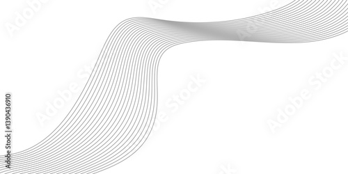 Abstract Curved Black and White Line Wave Background