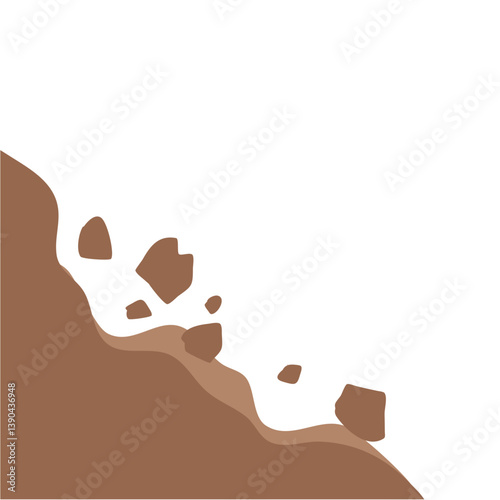 Landslide illustration. Cartoon natural disaster.