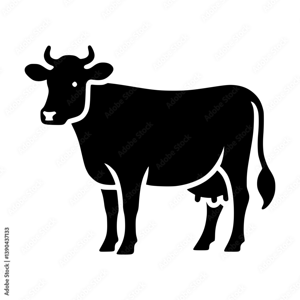 Cow Silhouette. Vector Icon Cow Silhouette. Vector Icon