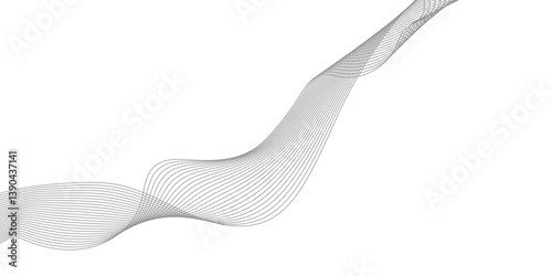 Abstract Curved Black and White Line Wave Background