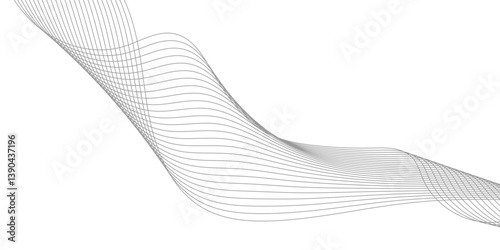 Abstract Curved Black and White Line Wave Background