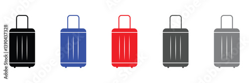 Suitcase Icon Set. Luggage Bag Icon. Travel Trip Flight Trolley Sign. Rolling Baggage Icon for UI Designs. Vector Illustration .EPS 10 . 