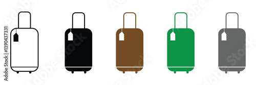 Suitcase Icon Set. Luggage Bag Icon. Travel Trip Flight Trolley Sign. Rolling Baggage Icon for UI Designs. Vector Illustration .EPS 10 . 