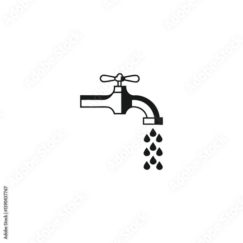 Minimalist Black and White Water Icons with Droplets, Waves and Conservation Symbols in Clean Vector Style
