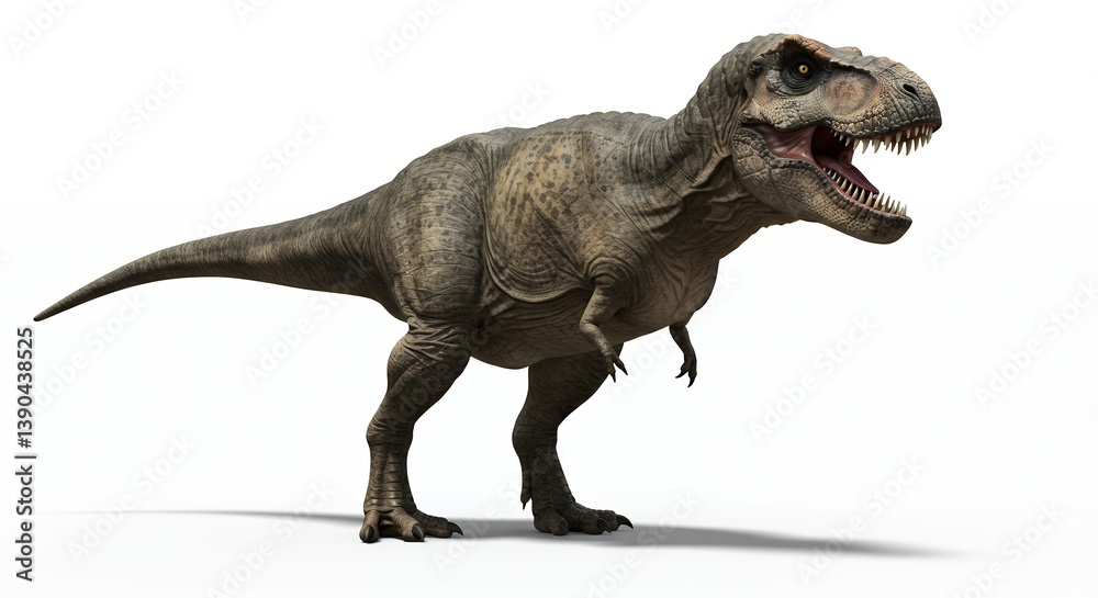 Fototapeta premium A detailed depiction of a Tyrannosaurus Rex on a pristine white background