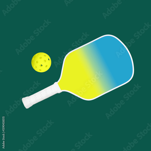 Picklelball racket on green background.