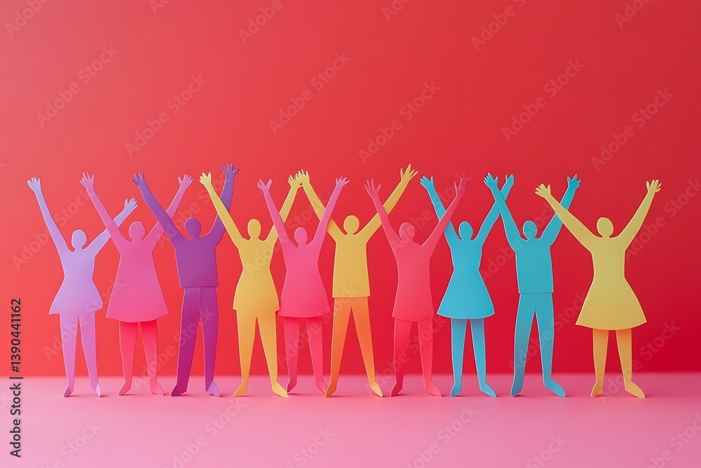 Diverse Paper People Celebrating Teamwork Success16 Diverse Paper People Celebrating Teamwork Success16